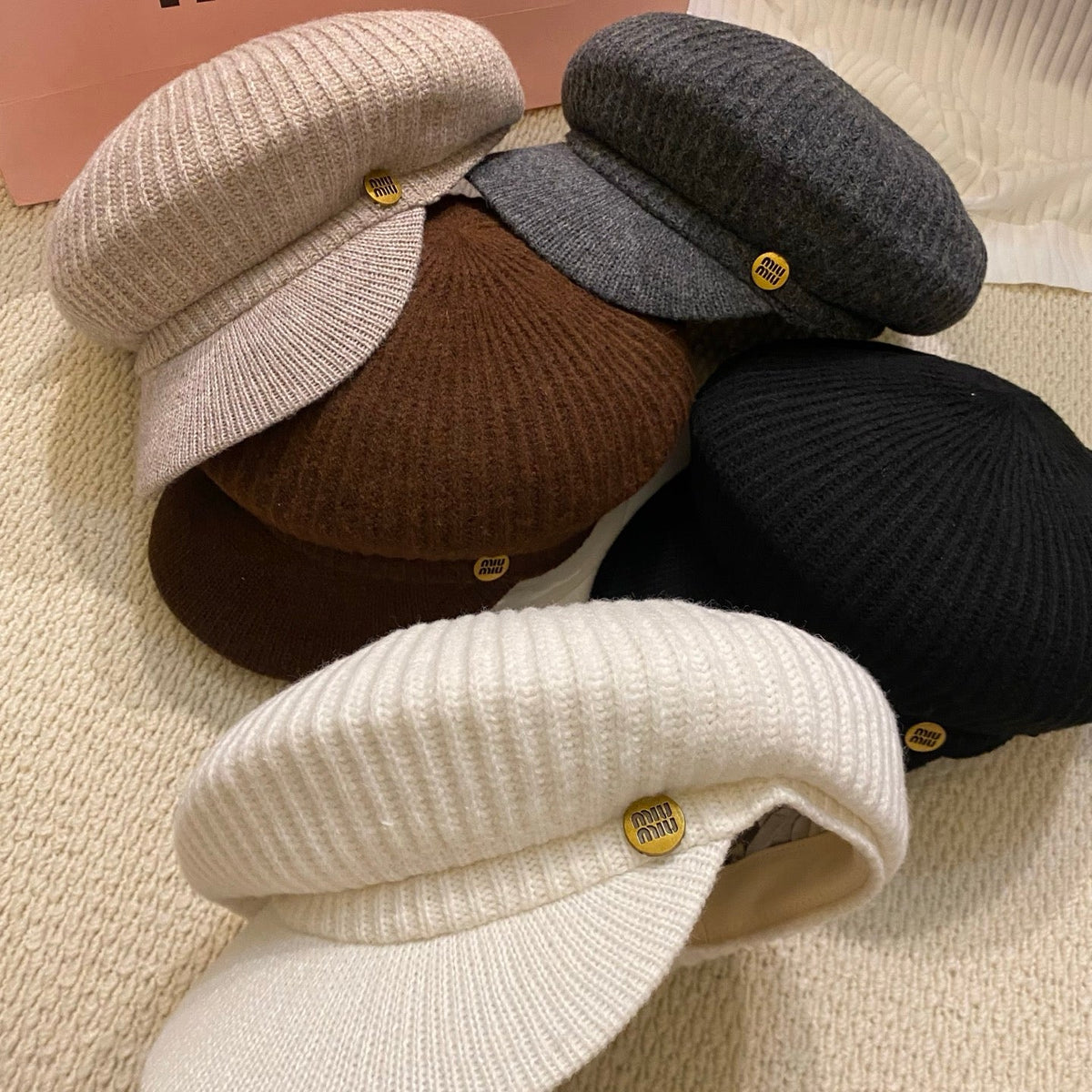 Miu Miu Knitted Baker Boy Cap